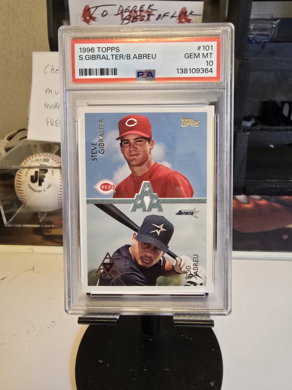 1996 Topps #101 Bob Abreu Rookie Card (RC) / Steve Gibralter - PSA 10 GEM MINT